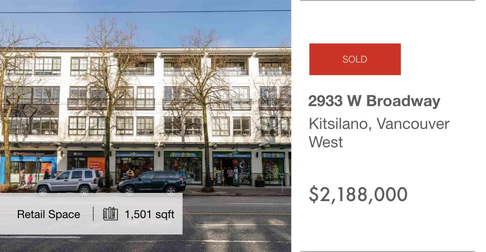 2933 W Broadway, Kitsilano, Vancouver West (sold)