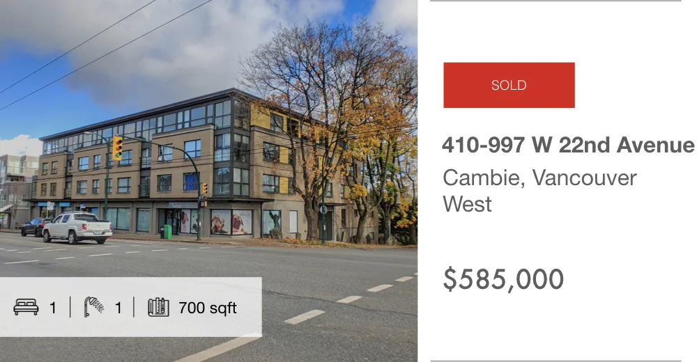 410-997 W 22nd Avenue, Cambie, Vancouver West (sold)