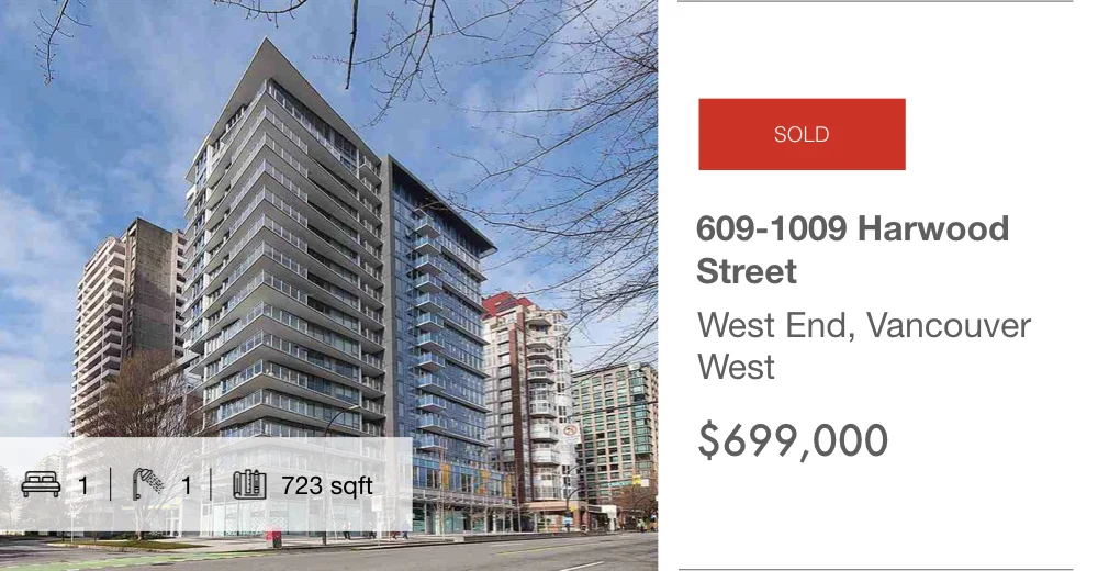 609-1009 Harwood Street, West End, Vancouver West (sold)