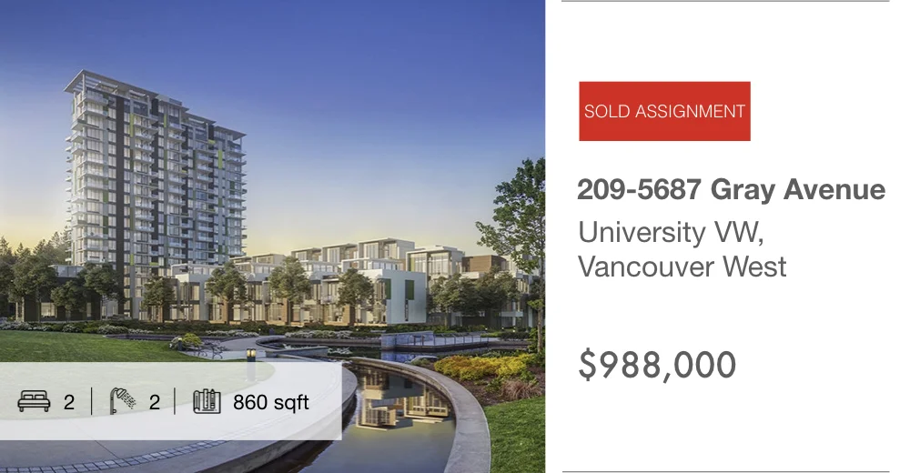 209-5687 Gray Avenue, University, Vancouver West (sold (assignment))