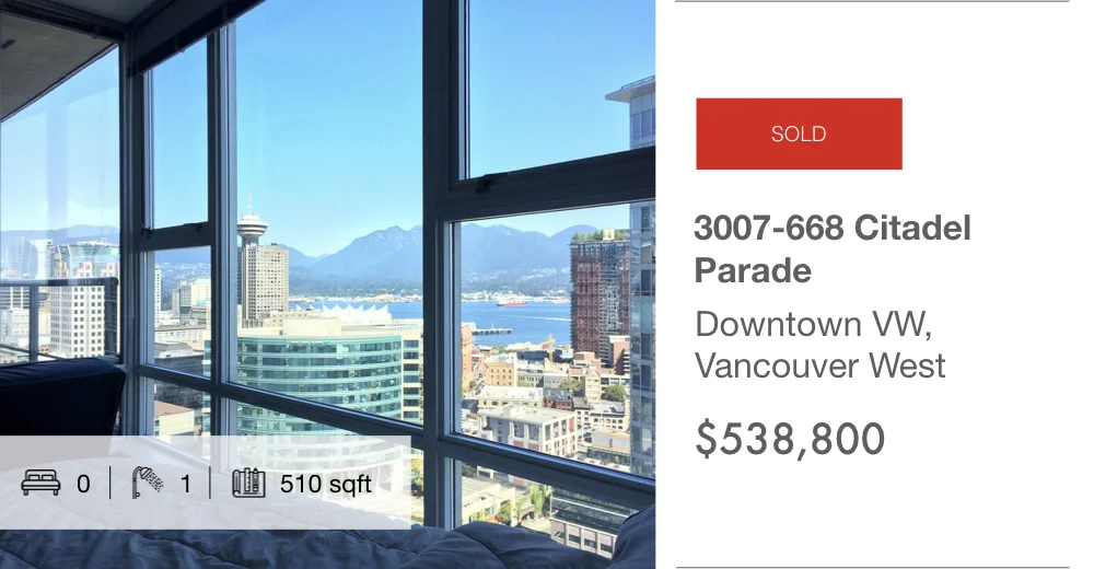 3007-668 Citadel Parade, Downtown, Vancouver West (sold)