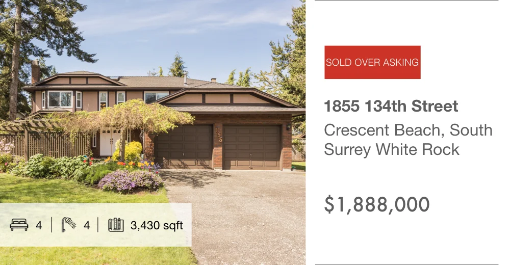 1855 134th Street, Crescent Beach, South Surrey White Rock (sold over asking)